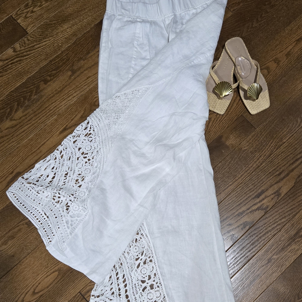 XCVI White Wide Leg Lace Pants